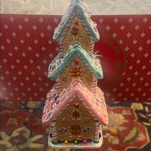 Christopher Radko Pink and Blue Gingerbread House Ornament